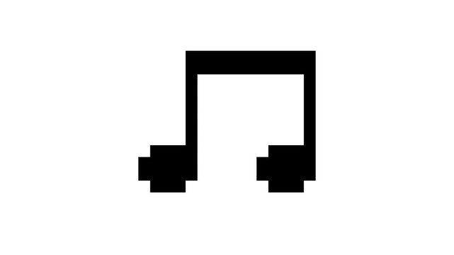 8-bit pixel art music double note. looped animation 4k 30fps