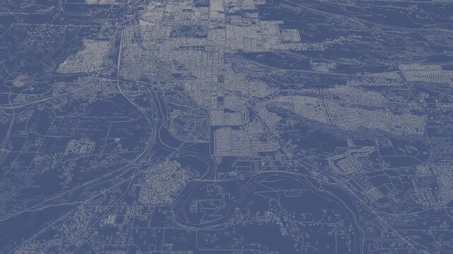 3D looped animation of city - Casper Wyoming, USA