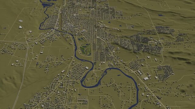 3D looped animation of city - Casper Wyoming, USA