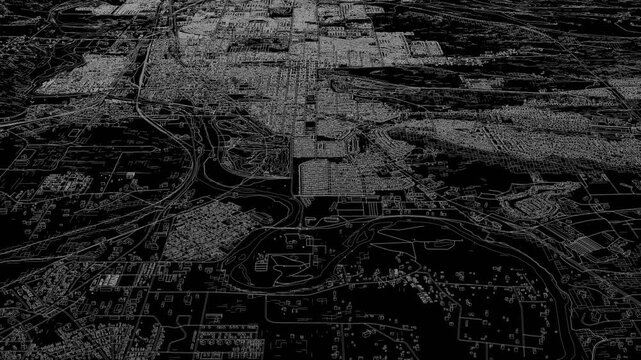 3D looped animation of city - Casper Wyoming, USA