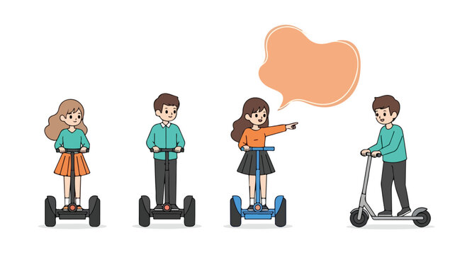 Four children riding scooters outdoors on a sunny day, enjoying fun and active playtime together