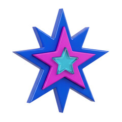 Obraz premium Three layered starburst with blue, pink, and teal colors