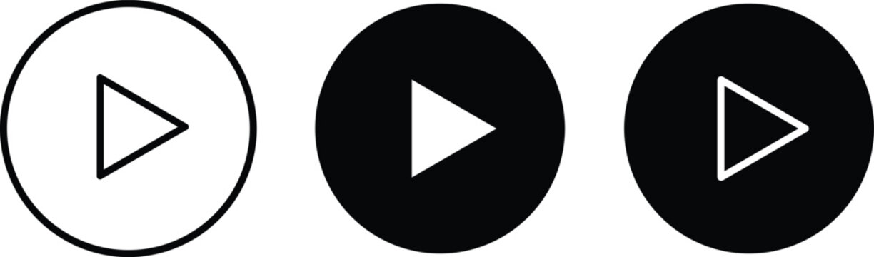 Play button icon set vector art illustration