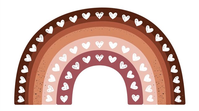 Boho Rainbow Clipart with Hearts in Earthy Tones and Textured Background