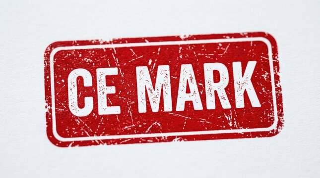 Red ce mark stamp on white background indicating european conformity