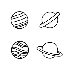 Fototapeta premium Planet and space icon set with Saturn and Jupiter