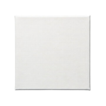 Blank white square canvas frame texture isolated on transparent background