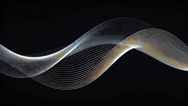 Abstract wave lines on black background