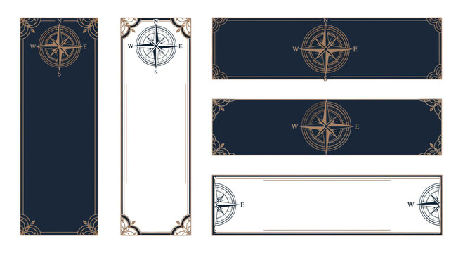 Nautical Compass Frames, Borders, and Banners - Vintage Marine Design