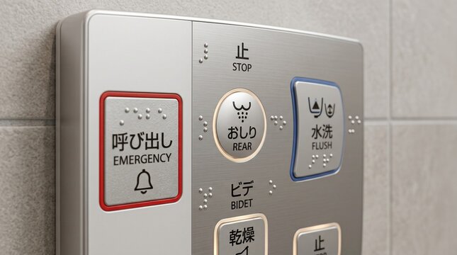 Universal Design Tactile Braille Buttons on a Japanese Smart Toilet Panel