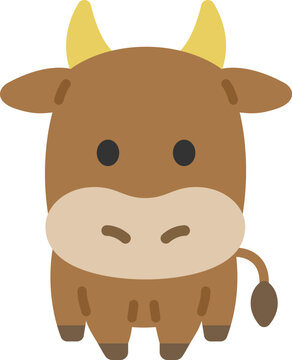 牛のキャラクターのアイコンのイラスト