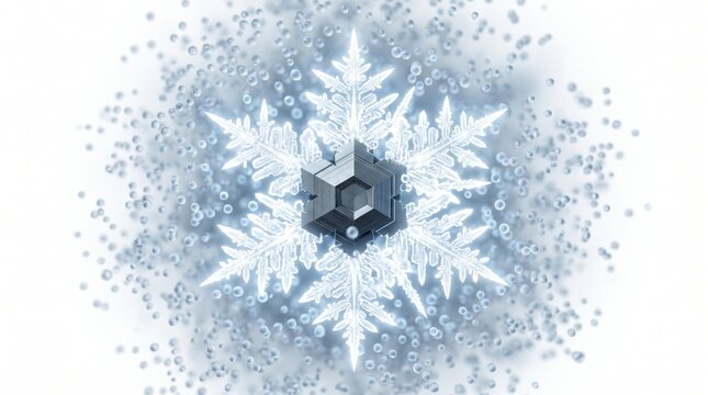 3D Microscopic Diagram of Cloud Seeding Inducing Ice Crystal Formation