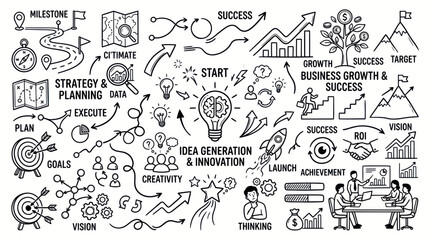 Business Growth and Success Doodles: Strategy, Planning, Idea Generation, Innovation © gedang