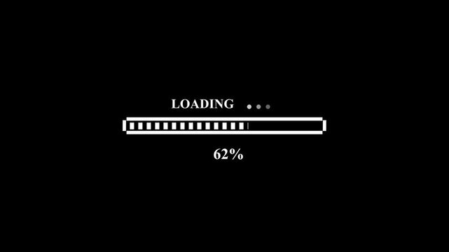 Black background loading bar with 37 percent progress and animated dots percentage