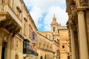 Fototapeta premium Malta, old castle Mdina cathedral city. Europe.
