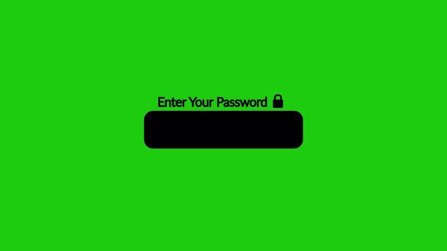 Password Login Screen Animation With Lock Icon and Blinking Cursor on Transparent Background  , Password Entry Interface Animation for data Protection ,User Authentication and Cyber Security in 4K  