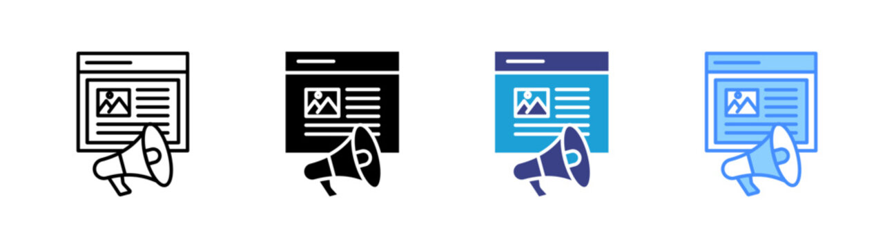 Content Marketing icon set multiple style collection