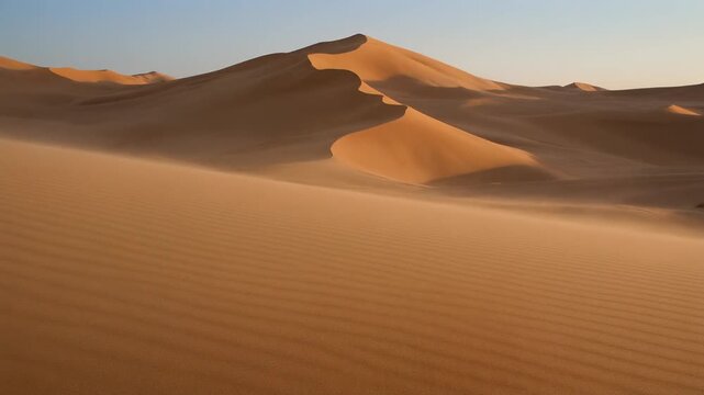 Cinematic Desert Sand Dunes Wind Blowing Dust Particles Video Footage
