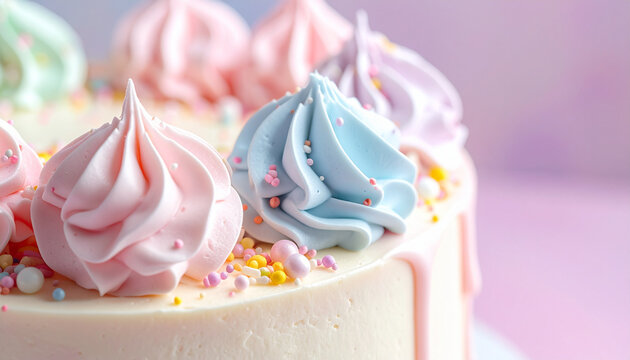 Gros plan d'un g&acirc;teau d&eacute;cor&eacute;