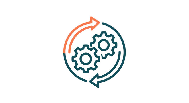 Gear icons for process and workflow.