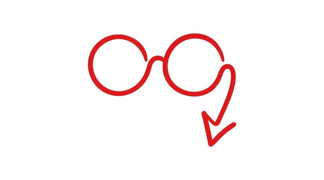 Red glasses icon with arrow pointing down