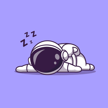 Cute Astronaut Sleeping Cartoon