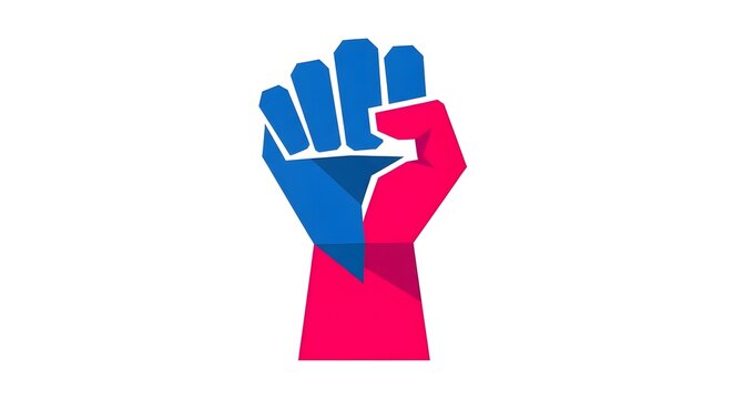 Colorful geometric fist symbolizing strength and unity