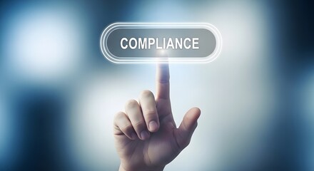 Obraz premium Compliance concept hand clicking on compliance button