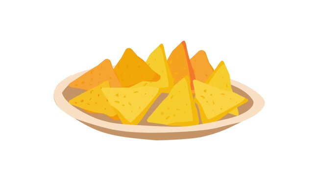 2D Animated Nachos Plate with Crispy Corn Chips for Mexican Food Theme