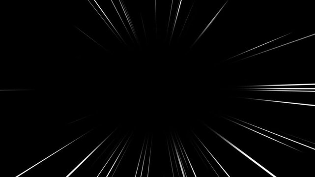 White anime manga speed lines against black background. Anime zoom speed lines animation in alpha channel transparent background.
Abstract dynamic anime speedlines animation. comic book animation.