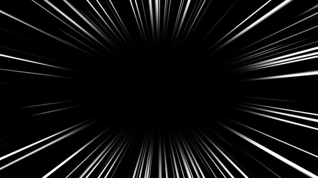 White anime manga speed lines against black background. Anime zoom speed lines animation in alpha channel transparent background.
Abstract dynamic anime speedlines animation. comic book animation.