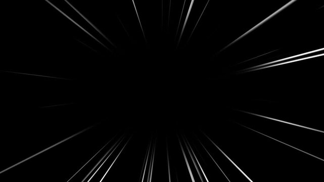 White anime manga speed lines against black background. Anime zoom speed lines animation in alpha channel transparent background.
Abstract dynamic anime speedlines animation. comic book animation.