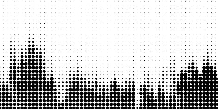 fun beautiful black and white shadow halftones retro pop art funky urban colorful comic book. Dotted halftone gradient texture. Vanishing polka dot background. Repeating dots gradation pattern backgro