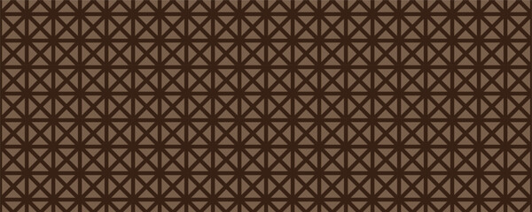 Fototapeta premium Dark brown geometric lattice pattern with triangular grid shapes. Seamless vector illustration for decorative wallpaper, screens, or fabric texture.