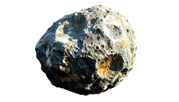 Realistic 3D Asteroid with Craters Isolated Transparent Space Rock