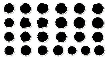 Fototapeta premium Set of black ink blotches and splatters, isolated on white background