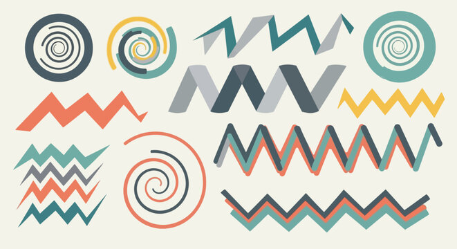 Abstract geometric shapes and patterns, retro style, muted colors