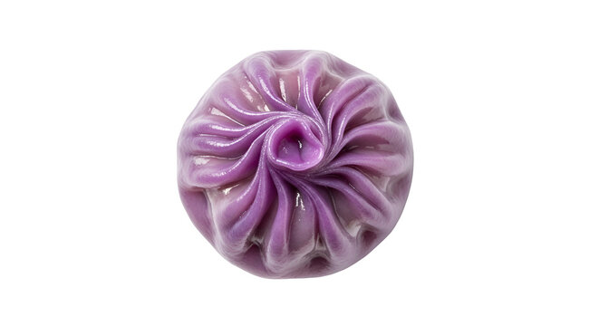 Purple Steamed Bun With Swirl Top Isolated White Background Realistic Photo