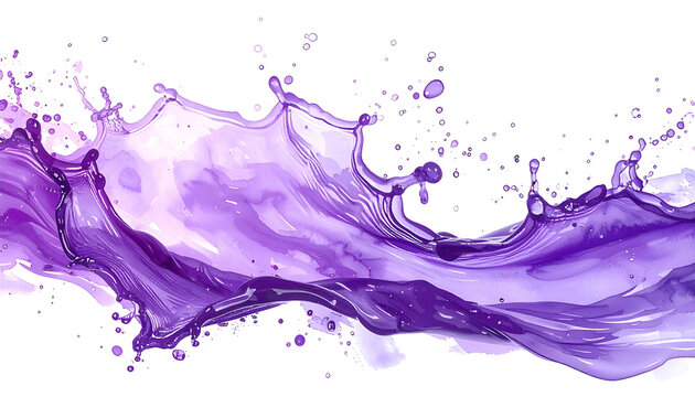 Purple Water Splash Dynamic Flow Isolated Transparent Background
