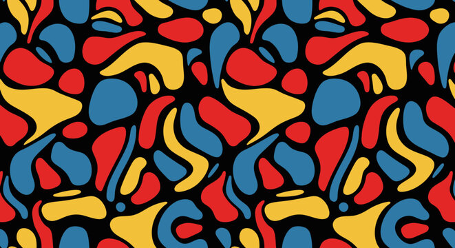 Abstract Organic Shapes Pattern - Red Yellow Blue