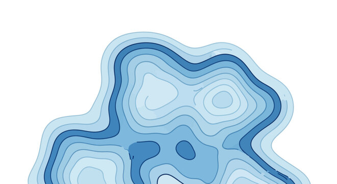 Abstract topographic map contours, cool blue gradient, isolated on white