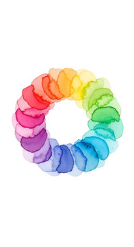 Rainbow Color Wheel Watercolor Paint Splatter Isolated
