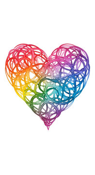 Rainbow Heart Abstract Geometric Shape Isolated Transparent PNG