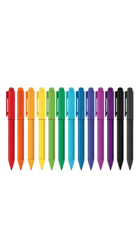 Rainbow Pen Collection Isolated Realistic Photo Red Orange Yellow Green Blue Purple Black