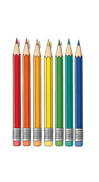 Rainbow Pencils Isolated Transparent Background Art Supply Illustration