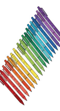 Rainbow Pens Lineup Isolated Transparent Background Illustration