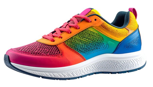 Rainbow Running Shoe Isolated Vibrant Colors Sportswear Athletic Footwear