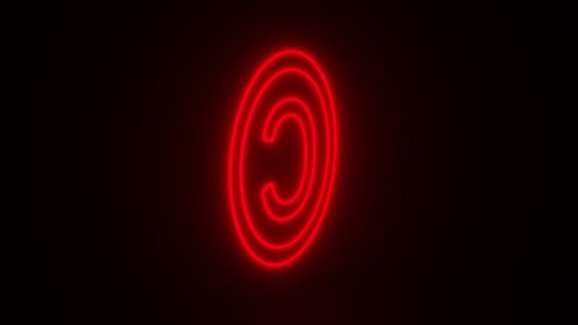 Red Copyright Sign Glowing and Rotating on Black Background