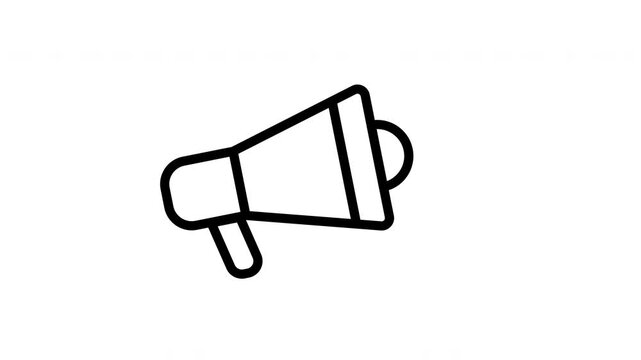 Megaphone loudspeaker line art animation for digital marketing promotion and broadcasting announcement concept