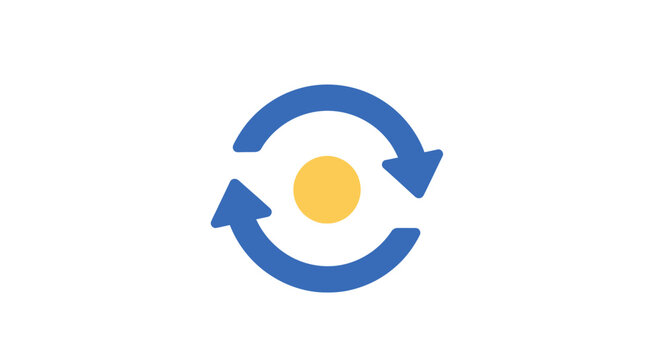 Blue Arrows Circle Yellow Center.